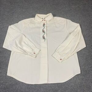 VTG Allison Smith Top Womens 14 White Long Sleeve Christmas Embroidered Candy